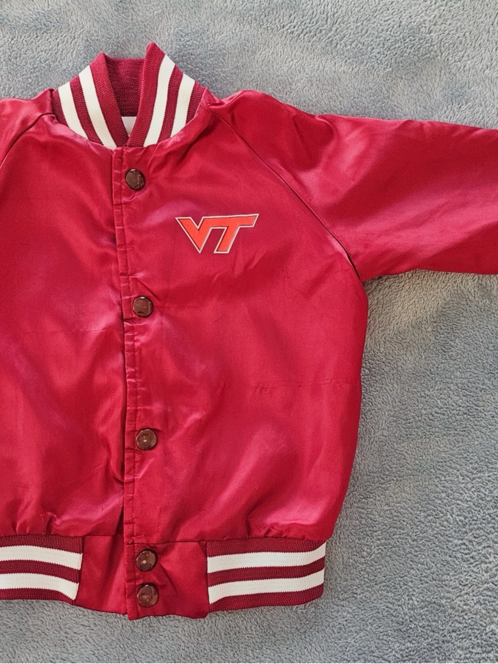 Va Tech Maroon Kids Satin Vintage Bomber Jacket - size 4
